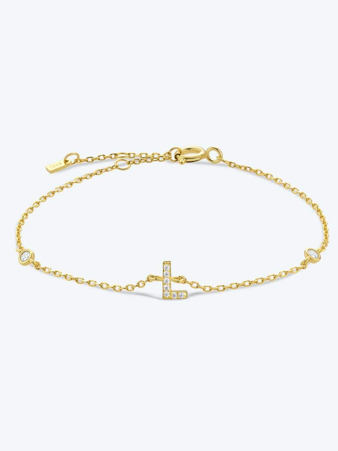 L To P Zircon 925 Sterling Silver Bracelet L-Gold One Size Bracelets - Tophatter Daily Deals